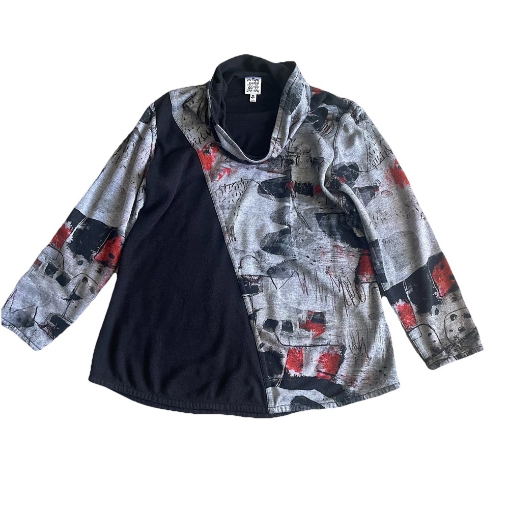 Parsley & Sage Women's‎ Cowl Neck Tunic Medium Asymmetrical Abstract Blouse